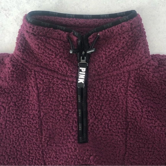 VICTORIA'S SECRET PINK Sherpa Quarter Zip Pullover, Ruby XS - Picture 4 of 6